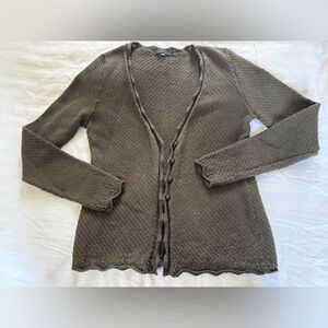 LAURA URBINATI Detailed Wool Cardigan Made in Italy M/8 IT 44